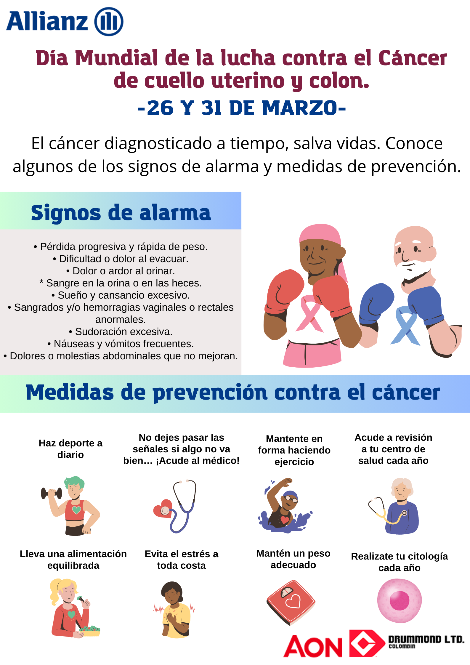Dia mundial contra el cáncer de cuello uterino y colon