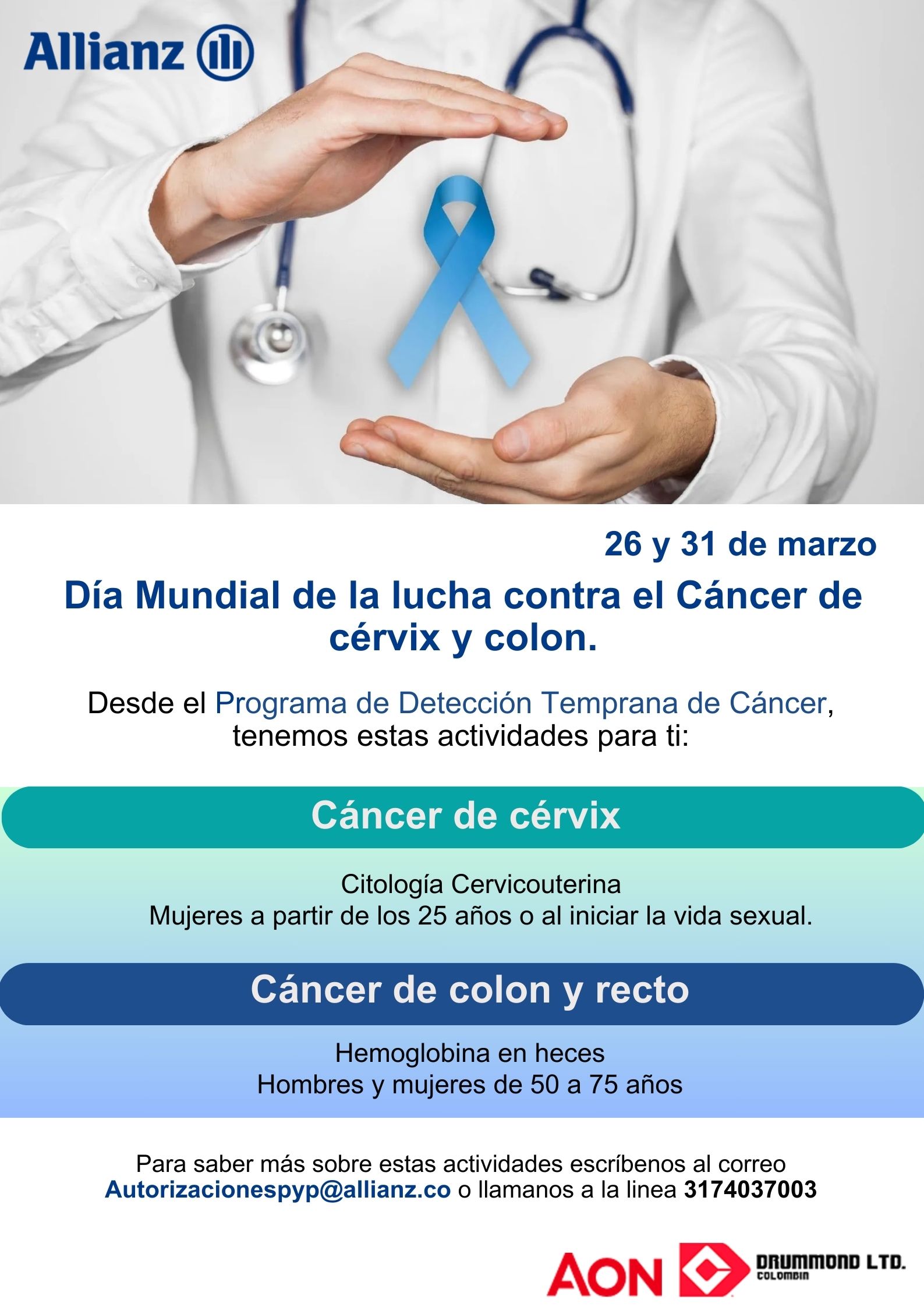 Día contra el Cáncer de cérvix y colon